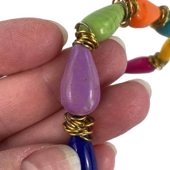 Colorful Chunky Beaded and Metal Necklace - Picture 8 of 16